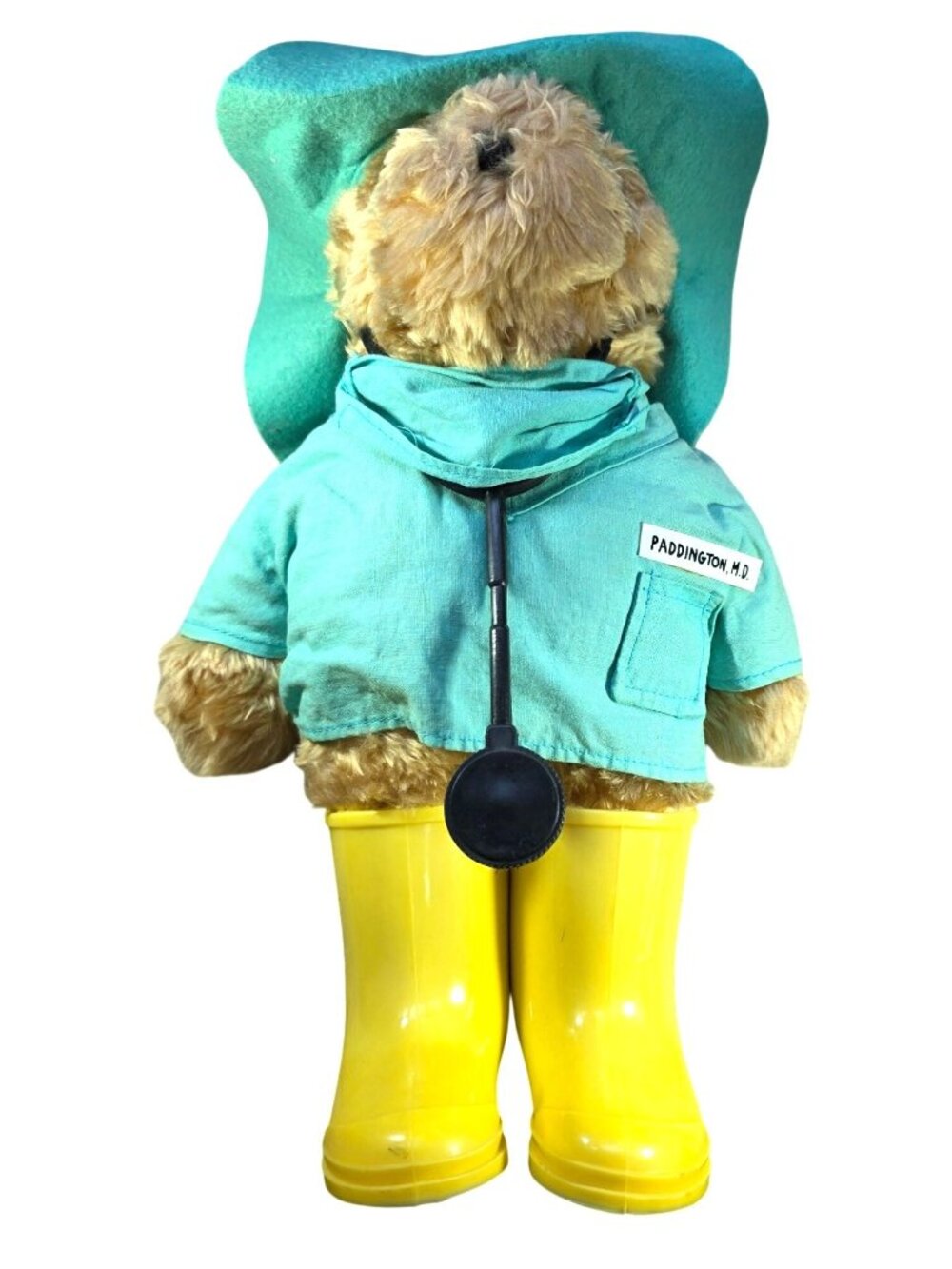 Paddington Bear Doctor Plush Toy Yellow Rain Boots Teal Outfit 1981 Eden Toys
